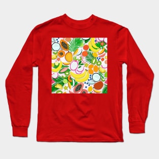 Fresh Fruits and Palms / Colorful Foods and Leaves Long Sleeve T-Shirt